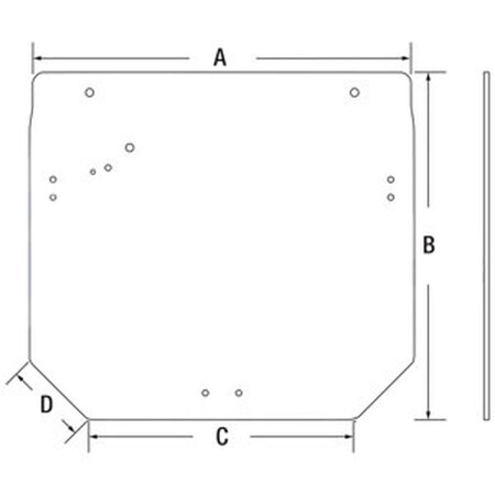 Aftermarket R261272 Rear Upper Window Glass Fits John Deere R4040I 5430I 5070M 5080RN 5100MH CAH40-0274